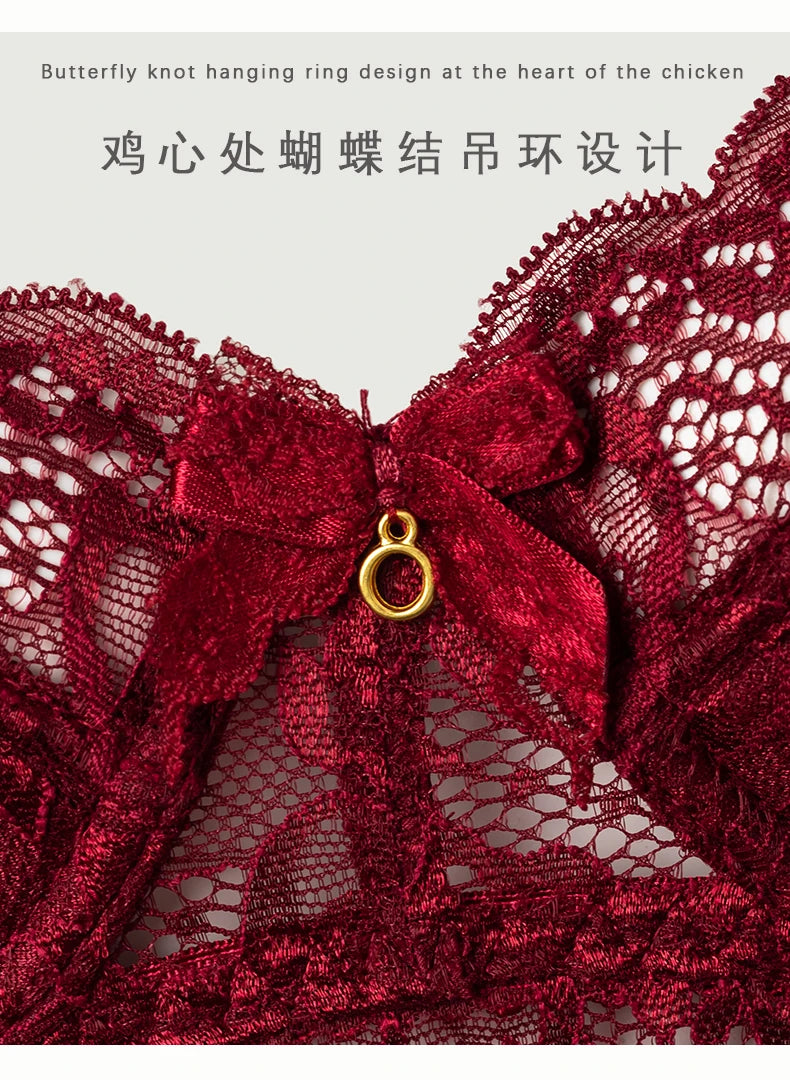Victorian French Lace Lingerie Set Small Breasts Anti Sagging Thin Half Cup Push Up Bra Bralette Wireless Comfort for Women Sexy