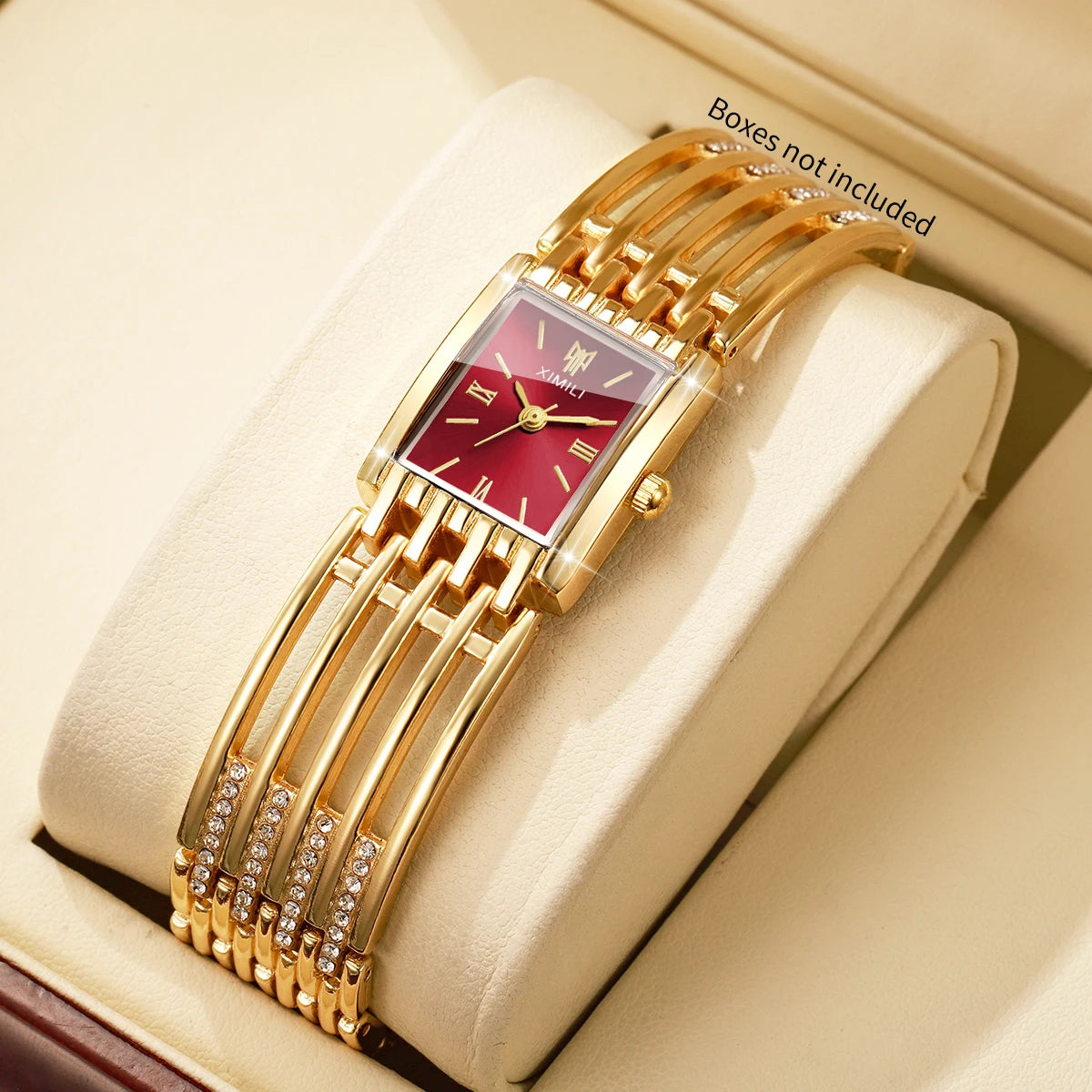 Luxury Gold Bracelet Strap Women Quartz Watch Rectangle Roman Dial Ladies Dress Wristwatches Clock Relogio Feminino（Without Box）