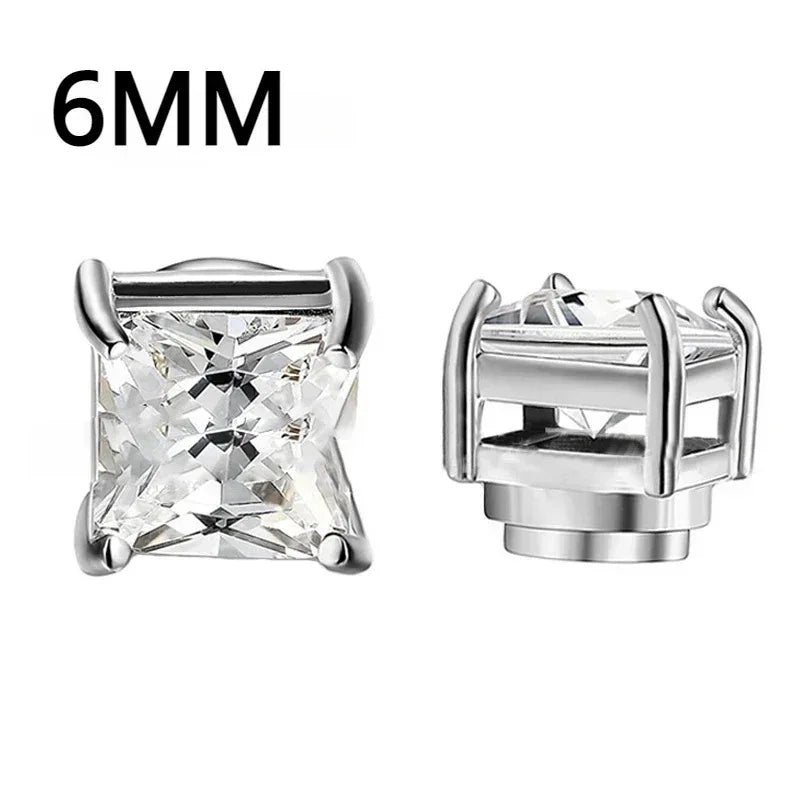 ZAKOL Crystal CZ Strong Magnetic Ear Stud Clip Earrings for Men Women Punk Round Zircon Magnet Earrings Non Piercing Jewelry