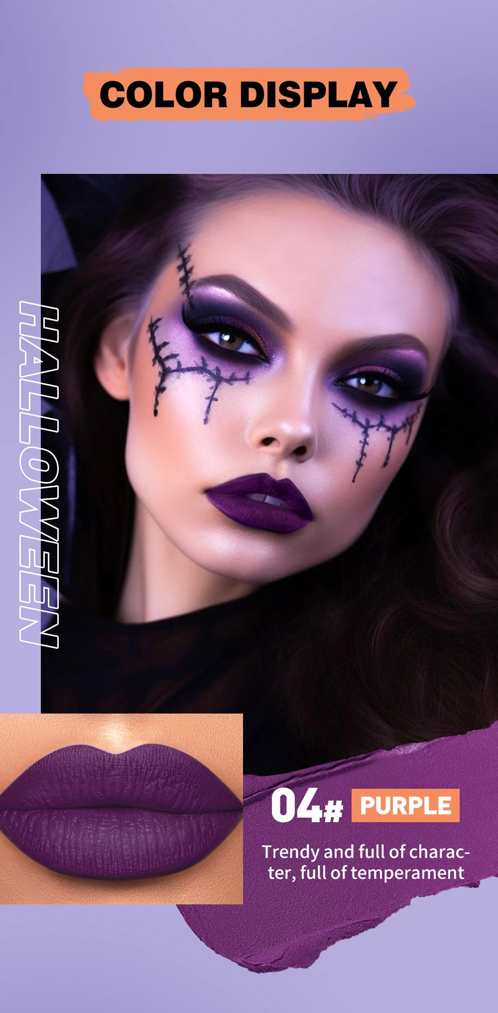 QIBEST 6Pcs/Set Waterproof Liquid Lipstick Sexy Halloween Lip Stick Matte Velvet Black Lipsticks Red Orange Lip Makeup Labiales