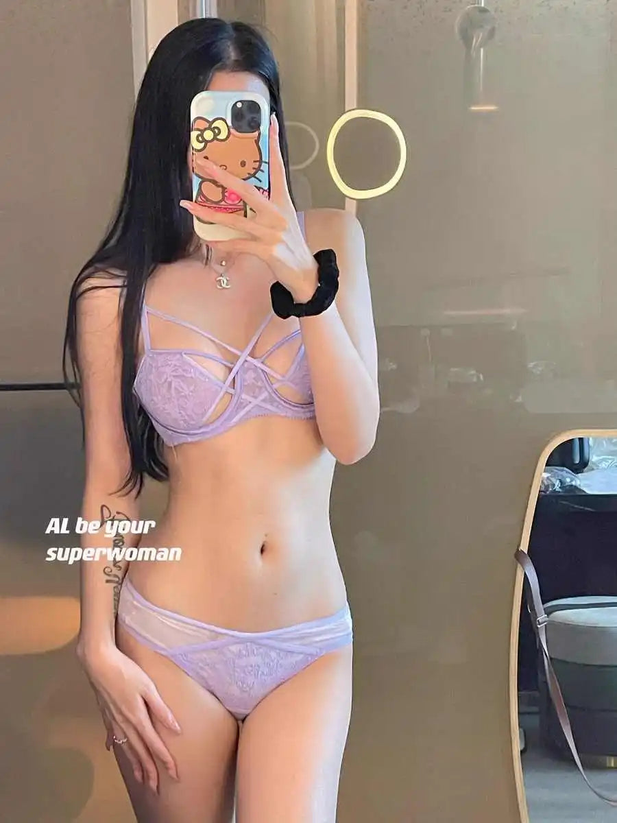 MOYISU Luxury French Bra Set Women's Sheer Underwire Bralette Comfort Support Minimizer Lingerie Sensual With Backless Design
