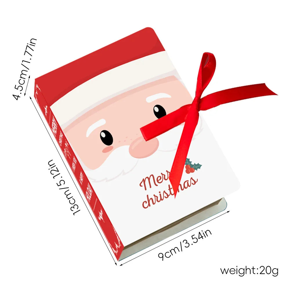12Pcs Book Shaped Christmas Merry Christmas Winter Paper Decor Funny Candy Treat Boxs For Xmas Decoration Gift Wrapping Boxes
