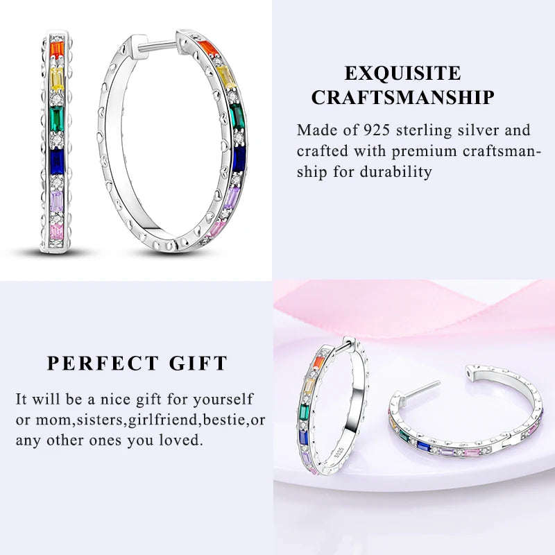 925 Sterling Silver Hoop Earrings with Zircon