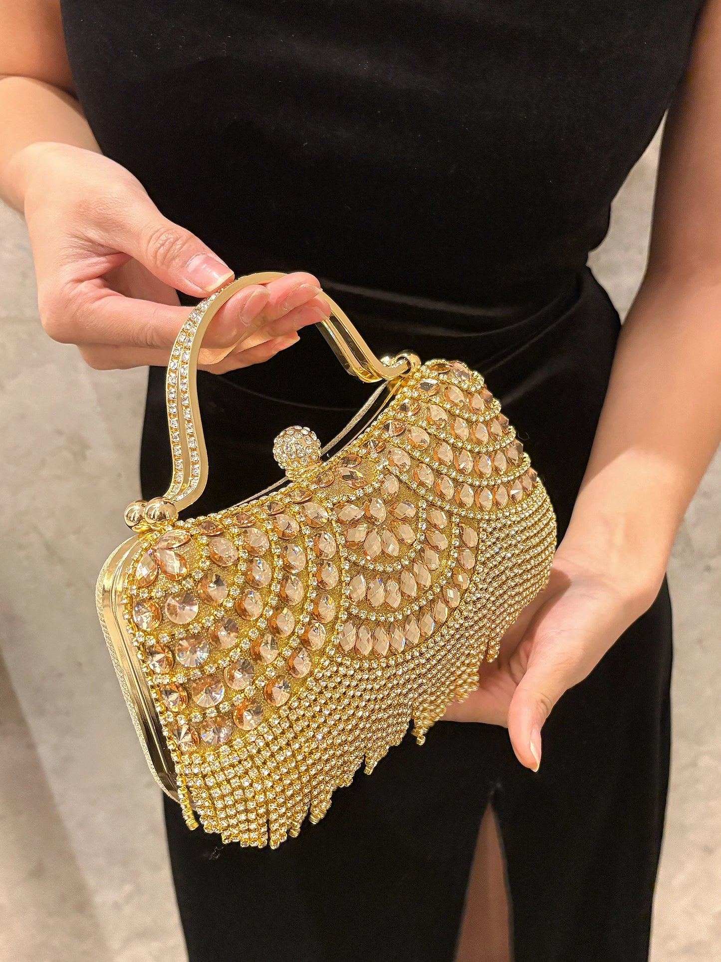 Luxury Women's Diamond Evening Bag Handbag, Water Diamond Evening Dress Bag, Diamond Tassel Wedding Bag