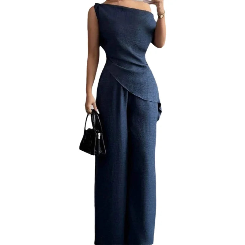 Elegant Wide Leg Pants Two-Piece Set