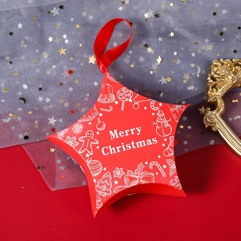 8/16Pcs Christmas Star-Shaped Candy Gift Boxes With Festive Holiday Designs - Paper Treat Containers For Gifts And Decorations