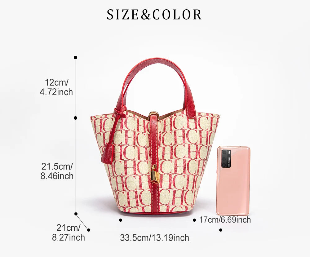 CH Large Capacity Commuter Travel Crossbody Bag Luxury Brand Women's Shoulder Bag PVC Jacquard Texture Fashion Women's Tote Bag