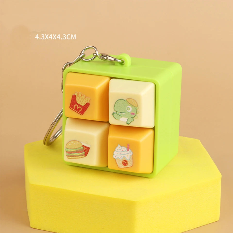 ZAKOL Cartoon Fidget Keychain DIY Keyboard Keys Button Squeeze Music Keychain Pass The Time Relief Stress Four-square Keychain
