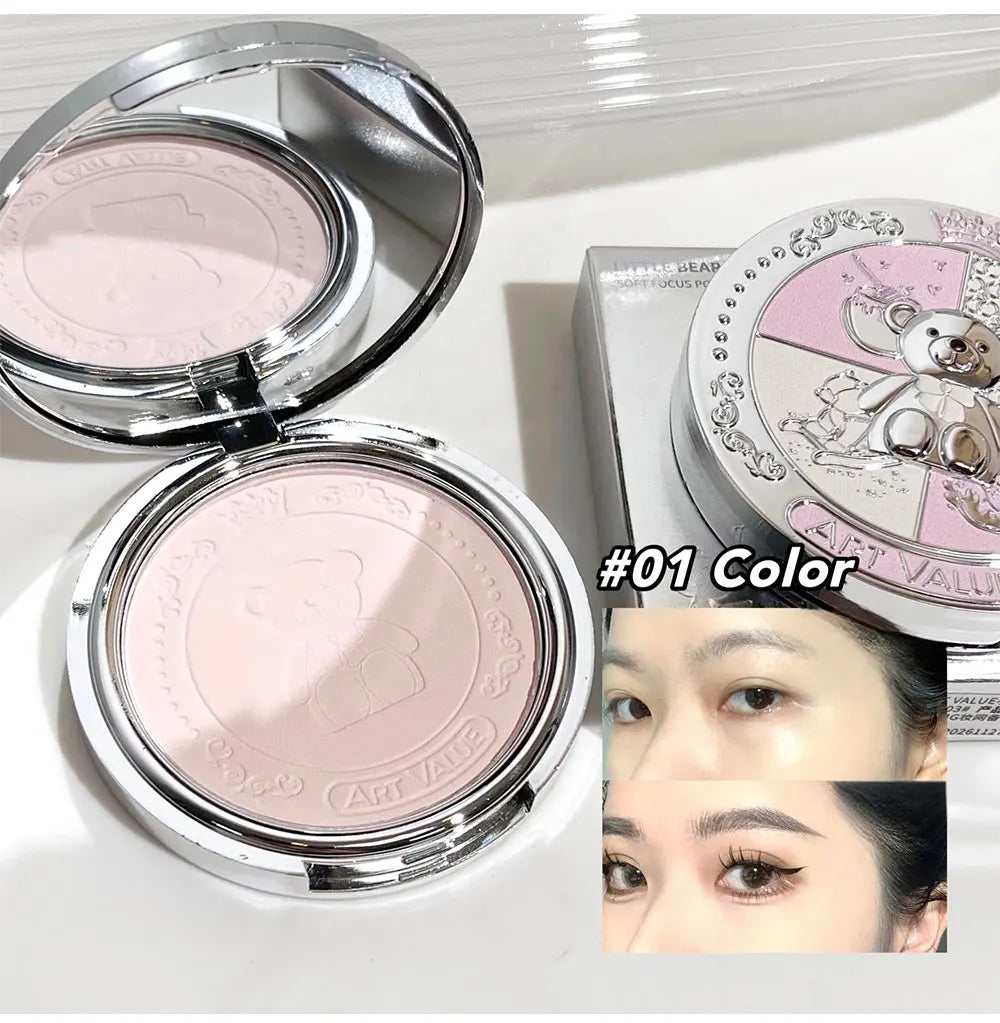 Art Value Bear Knight Soft Focus Pressed Powder Matte Natural Makeup Setting Makeup Brightening Makeup Loose Powder
