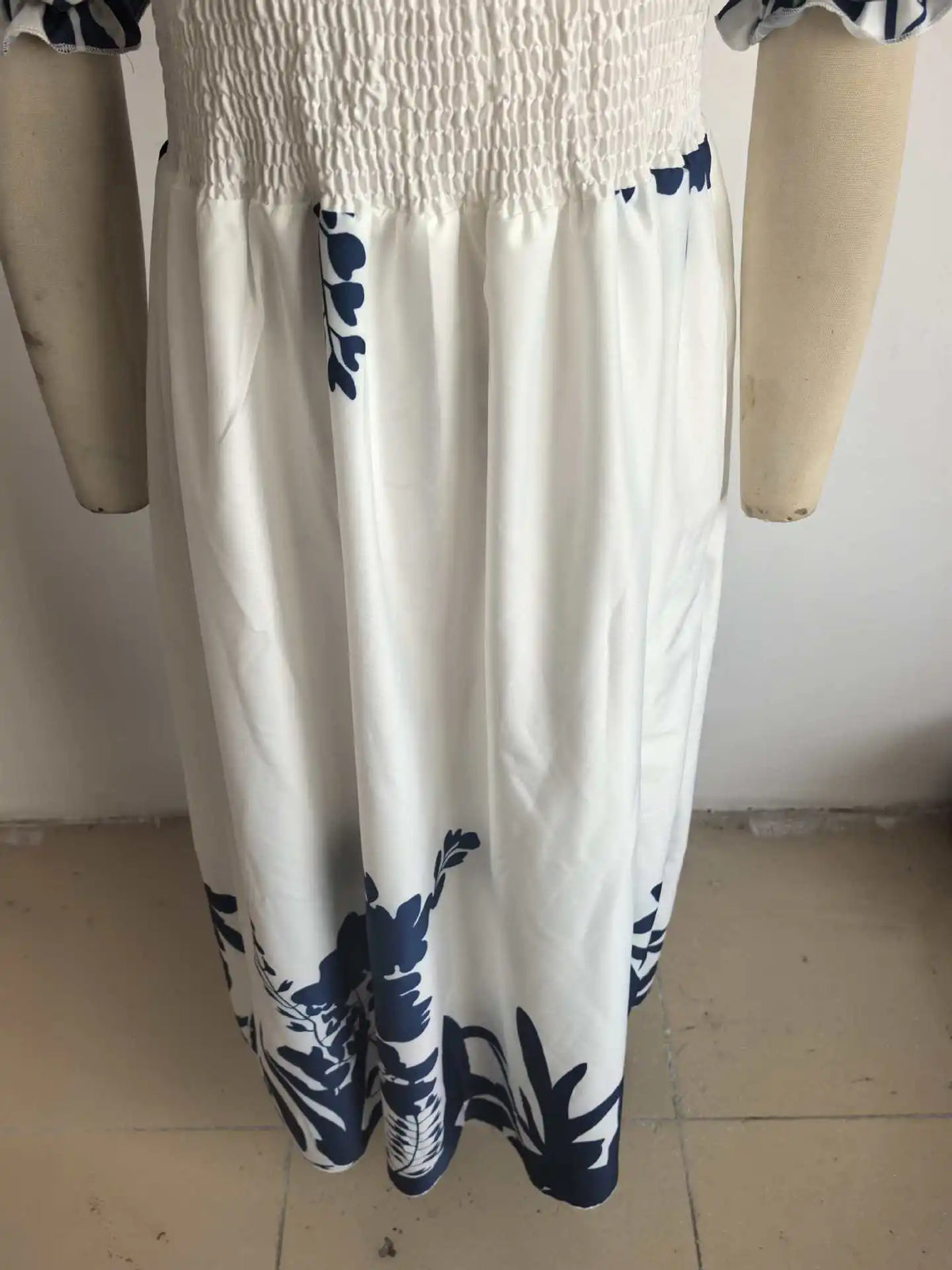 BKLD Women Clothing Summer Floral Print Dress Short Sleeve Square Collar Beach Holiday Outfits Waist Ruched Long Dresses Party