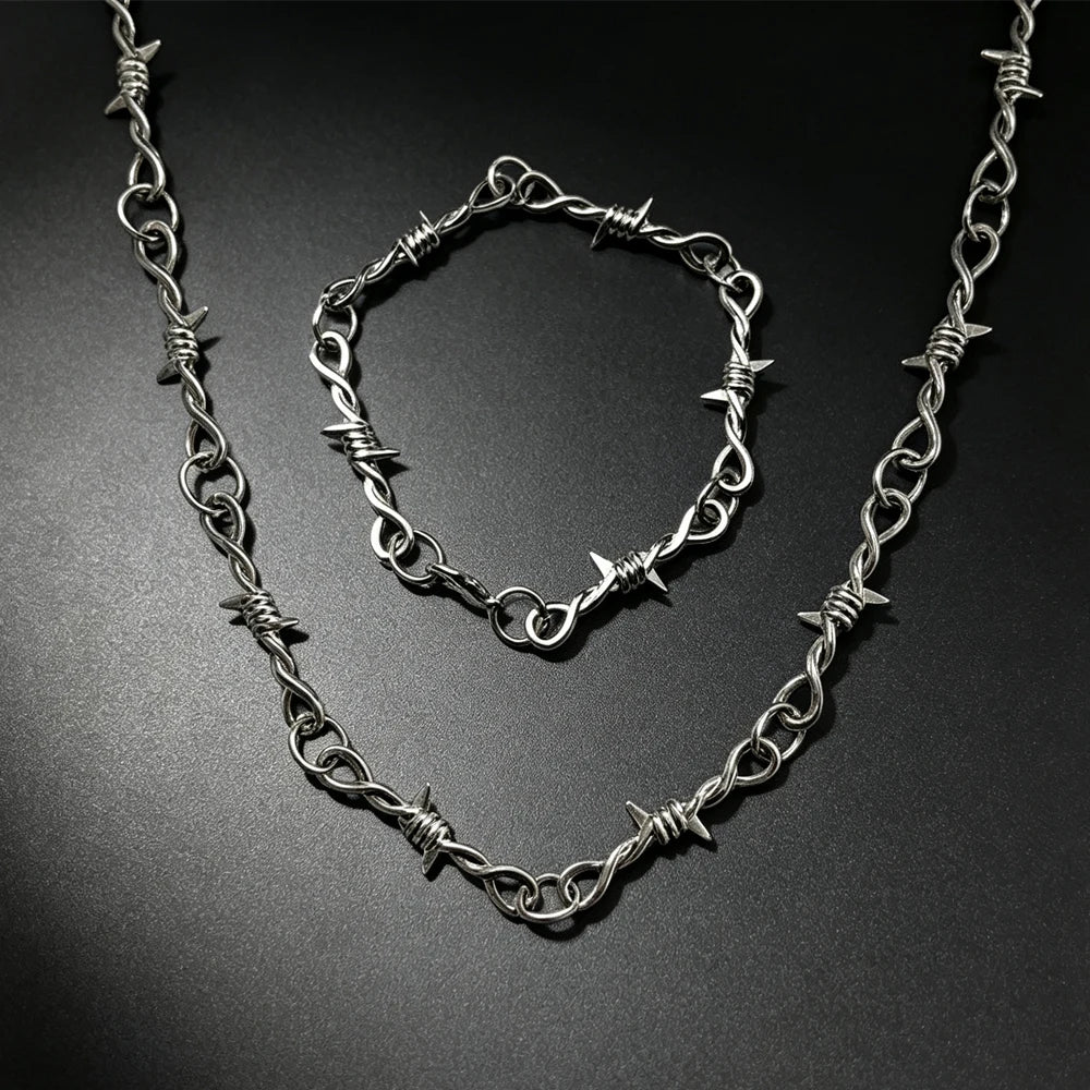 ZAKOL Fashion Iron Unisex Choker Necklace Women Hip-hop Gothic Punk Barbed Wire Little Thorns Chain Choker Jewelry Gifts