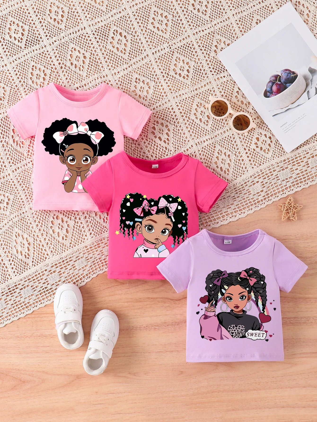 0-2 year old newborn baby summer cartoon printed short sleeved top