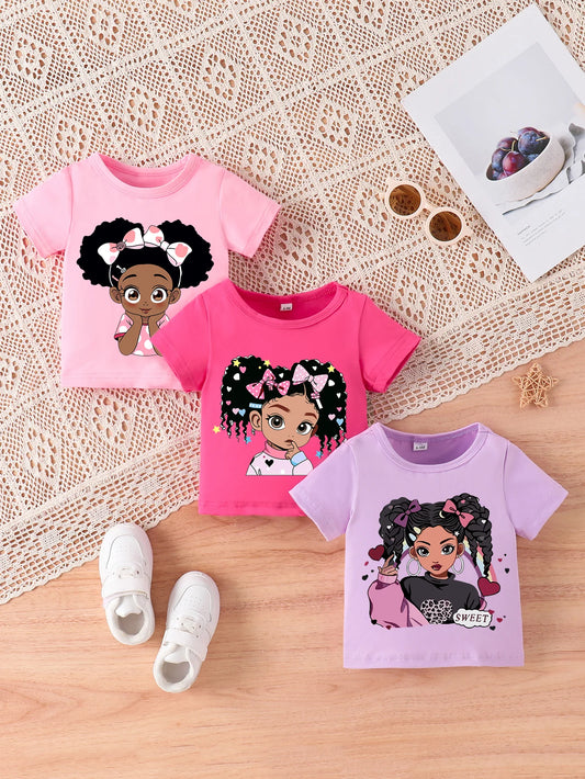 0-2 year old newborn baby summer cartoon printed short sleeved top