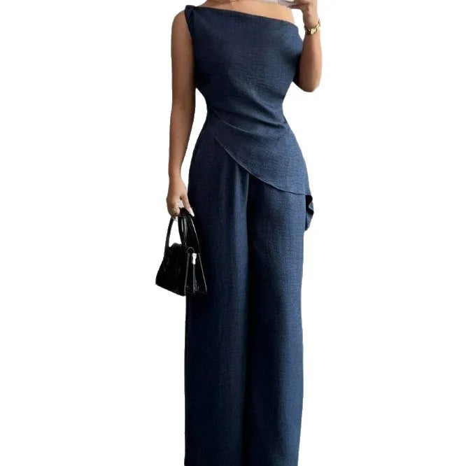 Elegant Wide Leg Pants Two-Piece Set