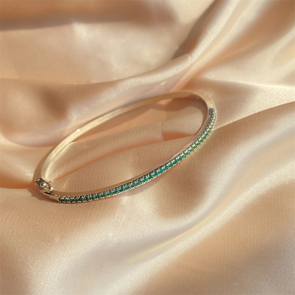 ZAKOL Simple Fashion Micro-inlaid Zirconia Thin Bangle for Women Brand Design Shiny Zircon Bracelets Jewelry Gift