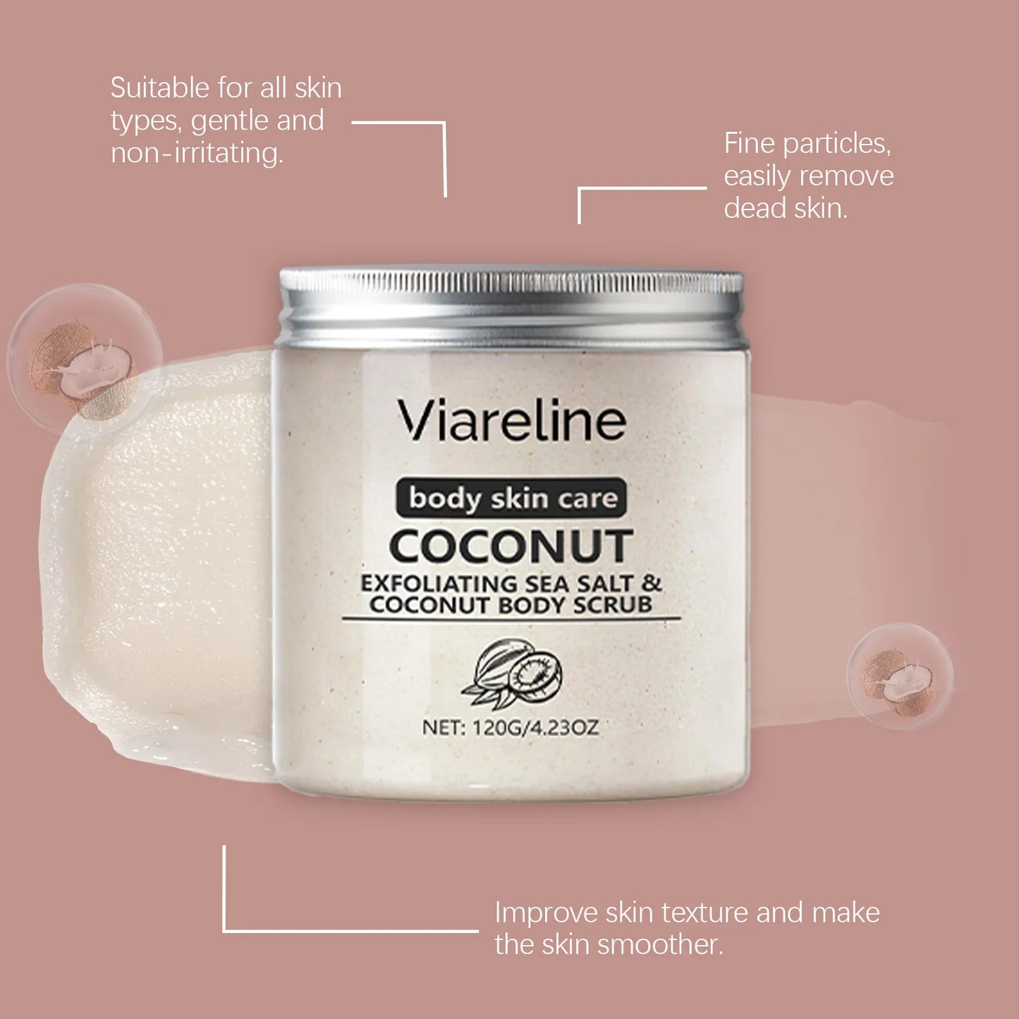 Sea Salt Body Scrub Exfoliating Deep Cleansing Remove Melanin Whiten Skin Shrink Pore Smooth Soft Nourish Coconut Coffee Scrub