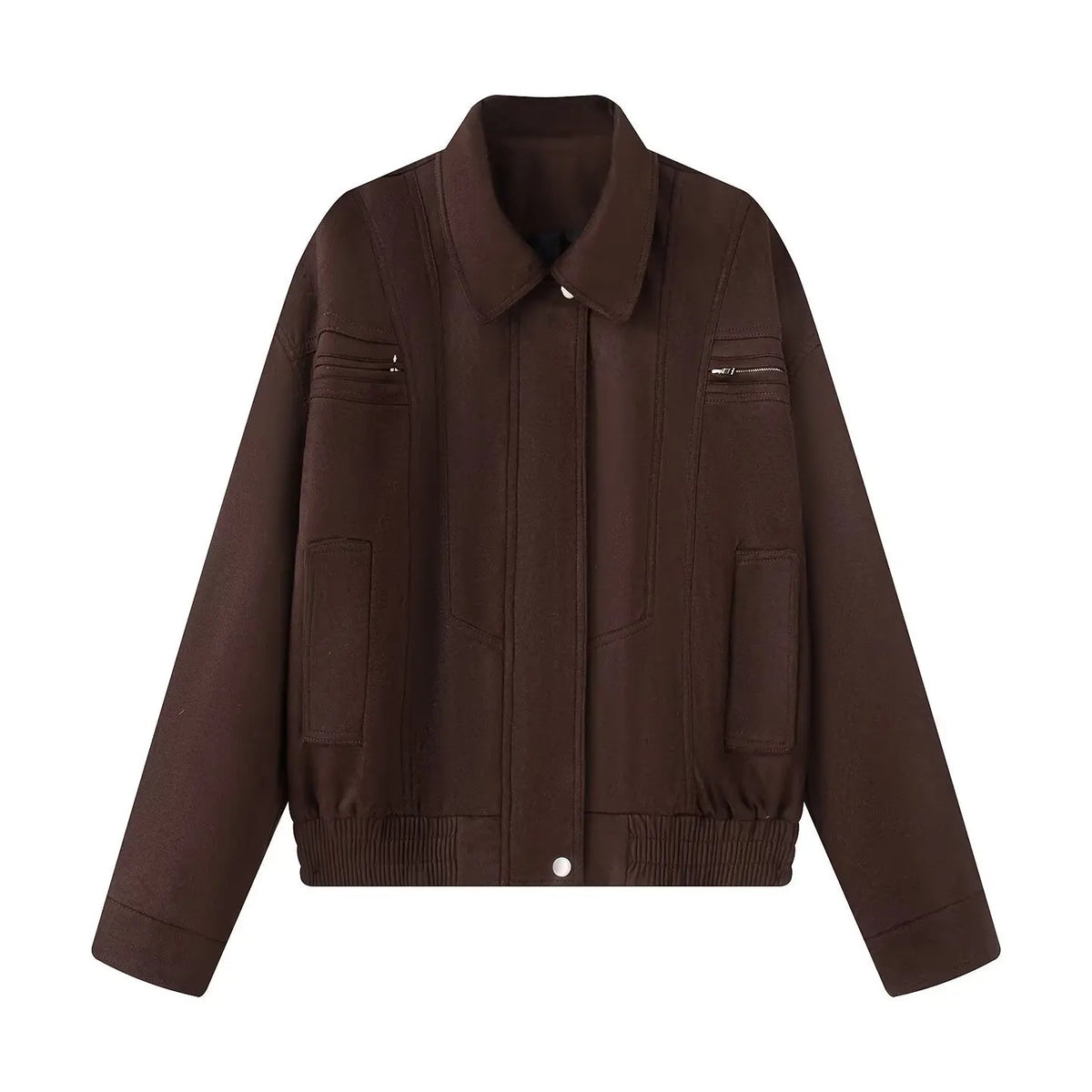 Vintage Women Leather Jacket 2026 New Autumn Winter Solid Zipper Lapel Collar Short Coat Long Sleeve Pockets Fashion Outerwear