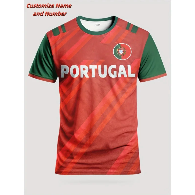 2026 3D Printed Portugal Football T-Shirt for Men