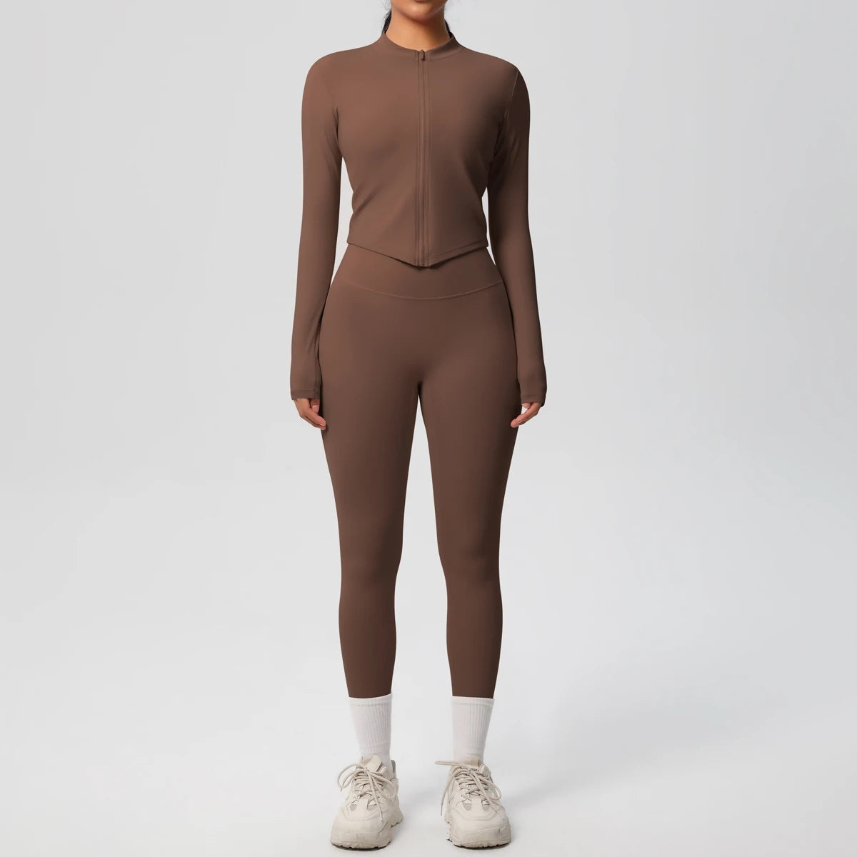 Hot Sale New Yoga Suit for Women Solid Color Yoga Zipper Long Sleeves Slim Casual Jacket Top Quick Drying Fitness Pants Gym Set