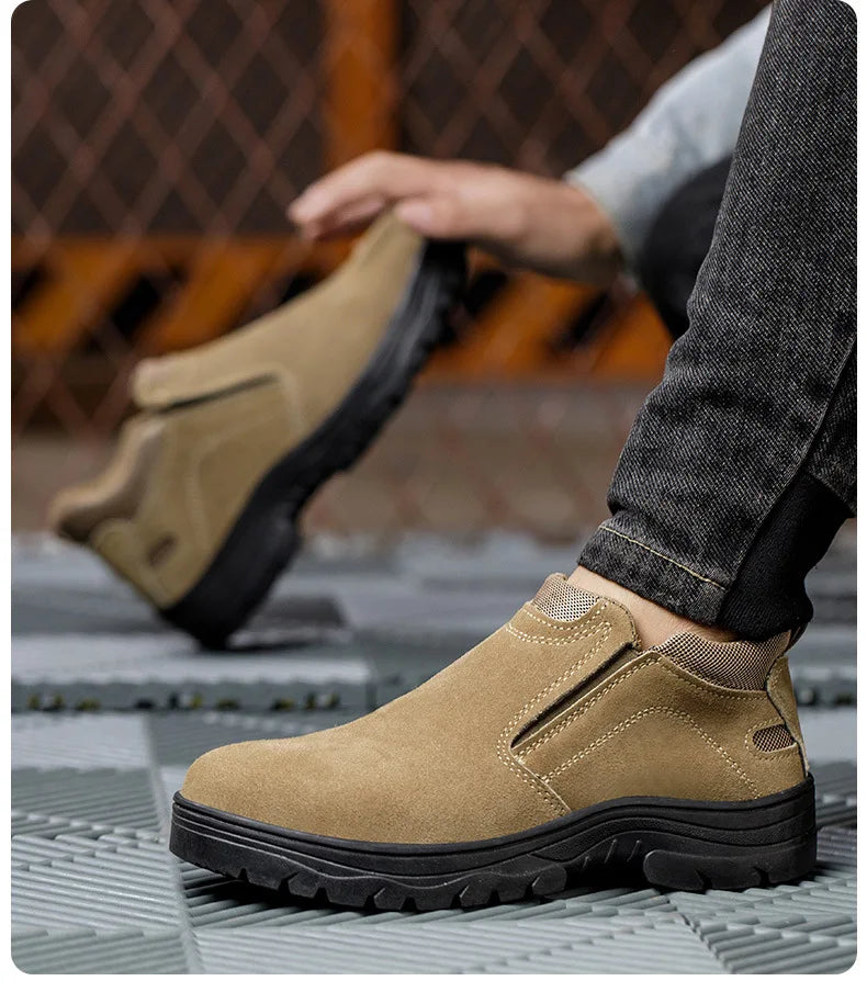NYWOOH Men Anti Puncture Work Sneakers Breathable Safety Boots Male Soft Sole Wear Resistant Shoes Non-slip Protective Footwear