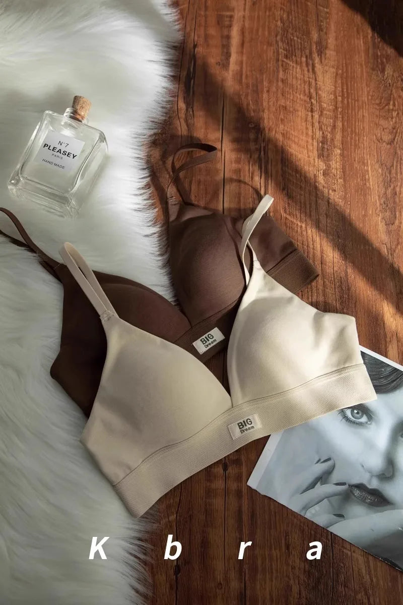 MOYISU Wholesale French Lady Triangle Cup Lingerie for Women No Underwire Comfort Anti-sag Small Bra Cover No Trace Summer Thin