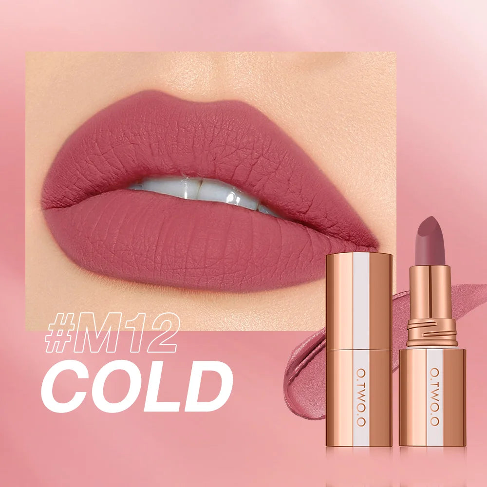 O.TWO.O Matte Lipstick Lip Tint 14 Colors Waterproof Long Lasting Non-transfer Smooth Highly Pigmented Velvet Lip Sticks Makeup