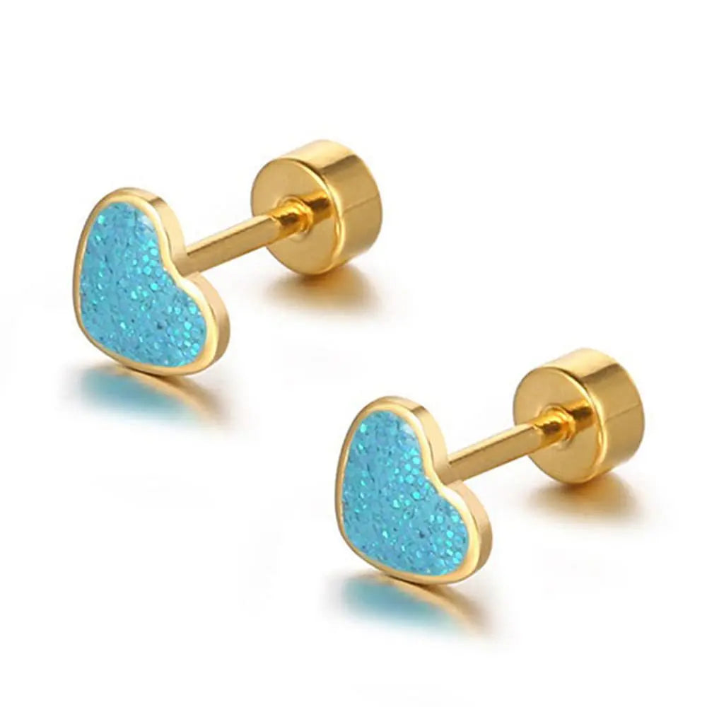 ZAKOL Titanium Heart Love Stud Earrings for Women Girls 14k Gold Plated Hypoallergenic Cute Cartilage Tragus Ear Accessories