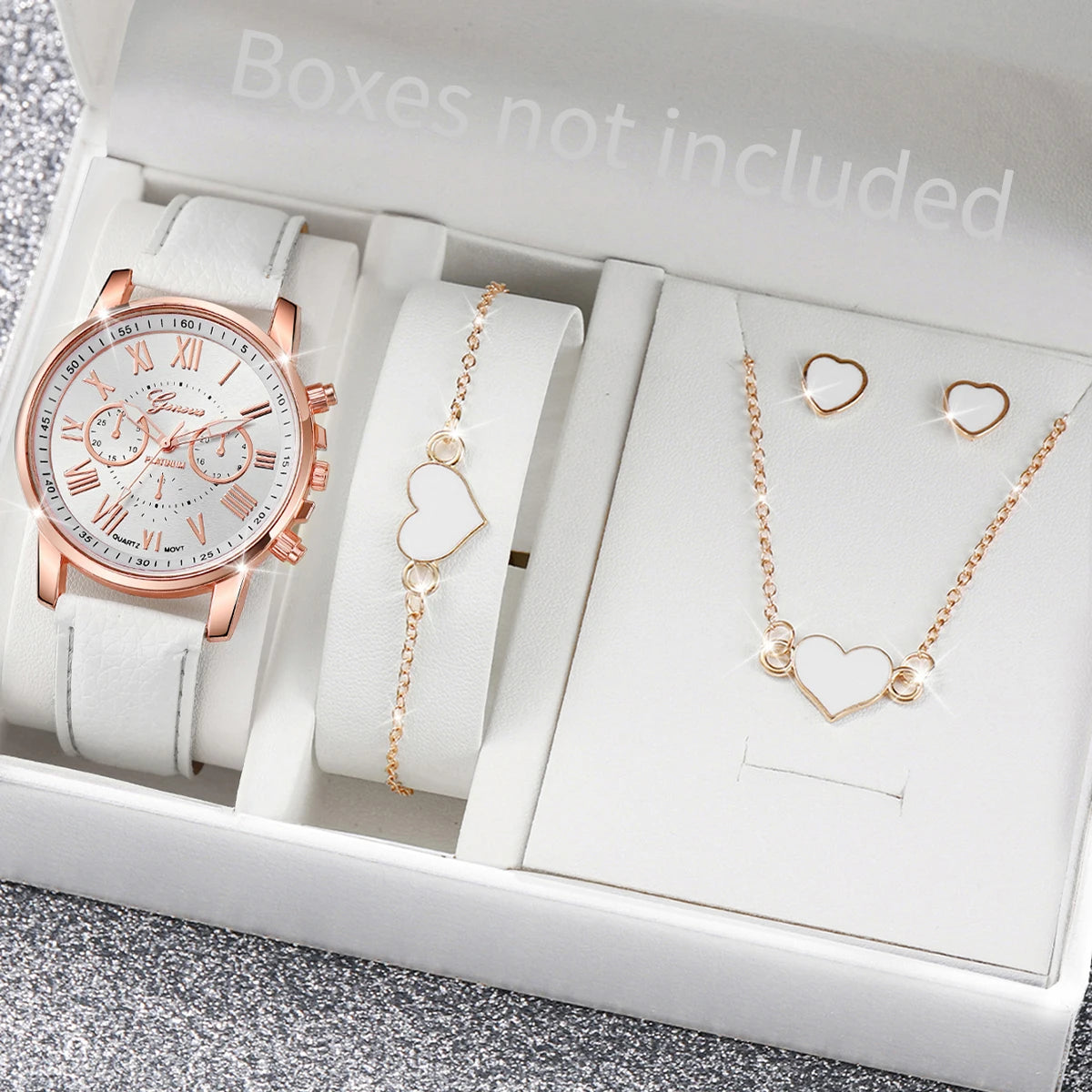 Women’s Fashion Quartz Watch & Jewelry Set – 5/6 PCS
