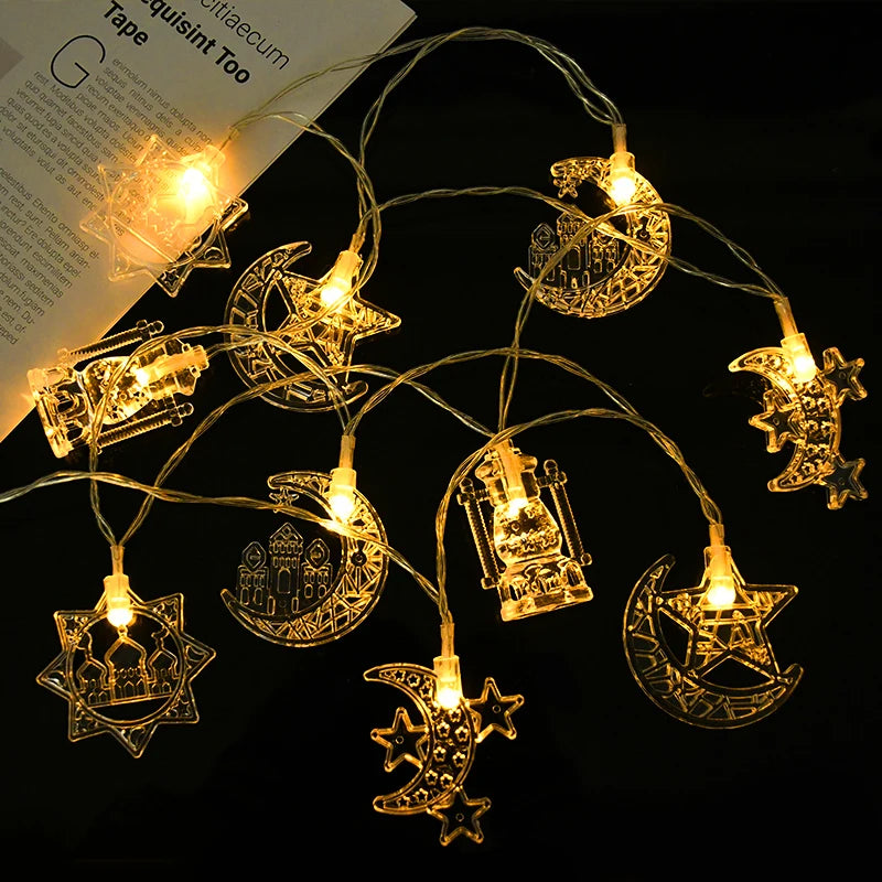 Ramadan Moon, Star & Lantern LED String Lights – 1.5M (10 LEDs)
