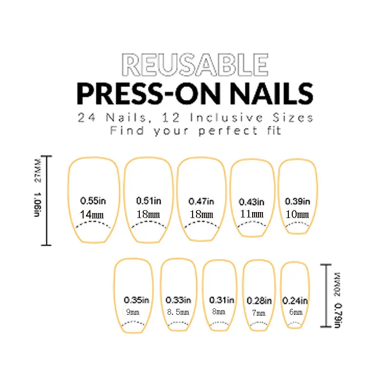Medium long fake nails Blue pink flowers leaf for Spring summer ballet shape full cover reusable ABS Press-On Artificial Nails