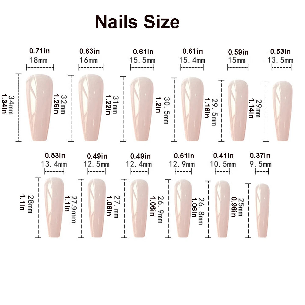 24pcs/set medium long fake nails square ballet nail tips glitters starry sky moon star feather design press on false nail art
