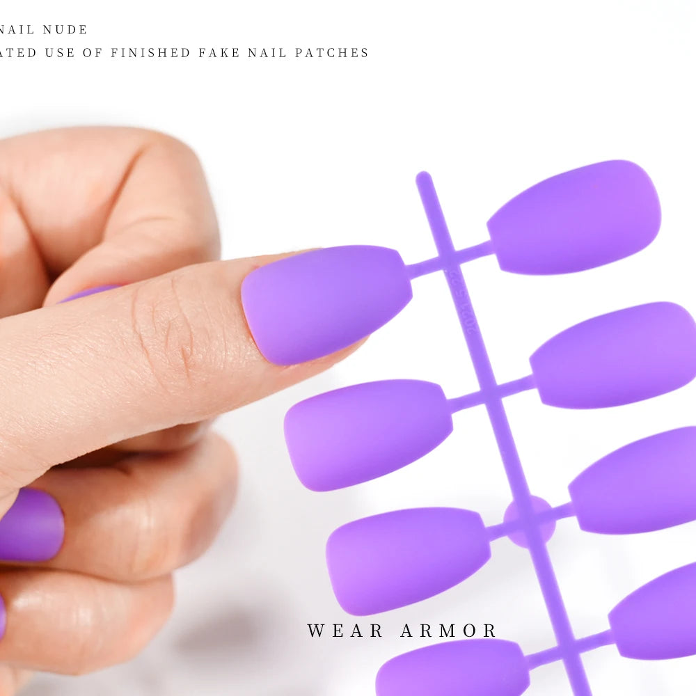 120pcs Frosted Matte False Nail Detachable Full Cover Artificial Fingernails Ballet Square Head Press On Fake Nail Tips