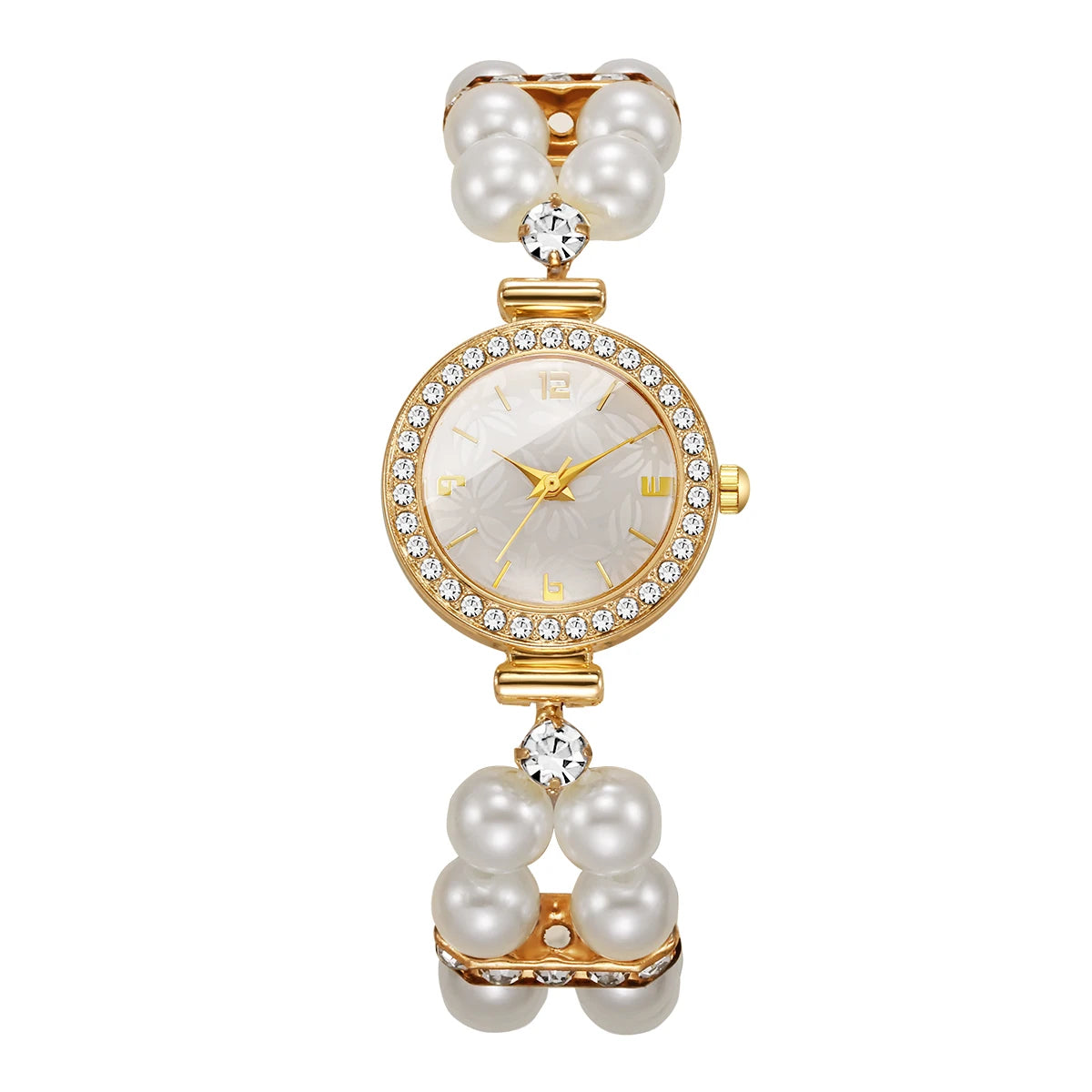 Elegant Pearl Bracelet Strap Women Watches Luxury Rhinestone Ladies Party Dress Quartz Wristwatch Relogio Feminino (Without Box)