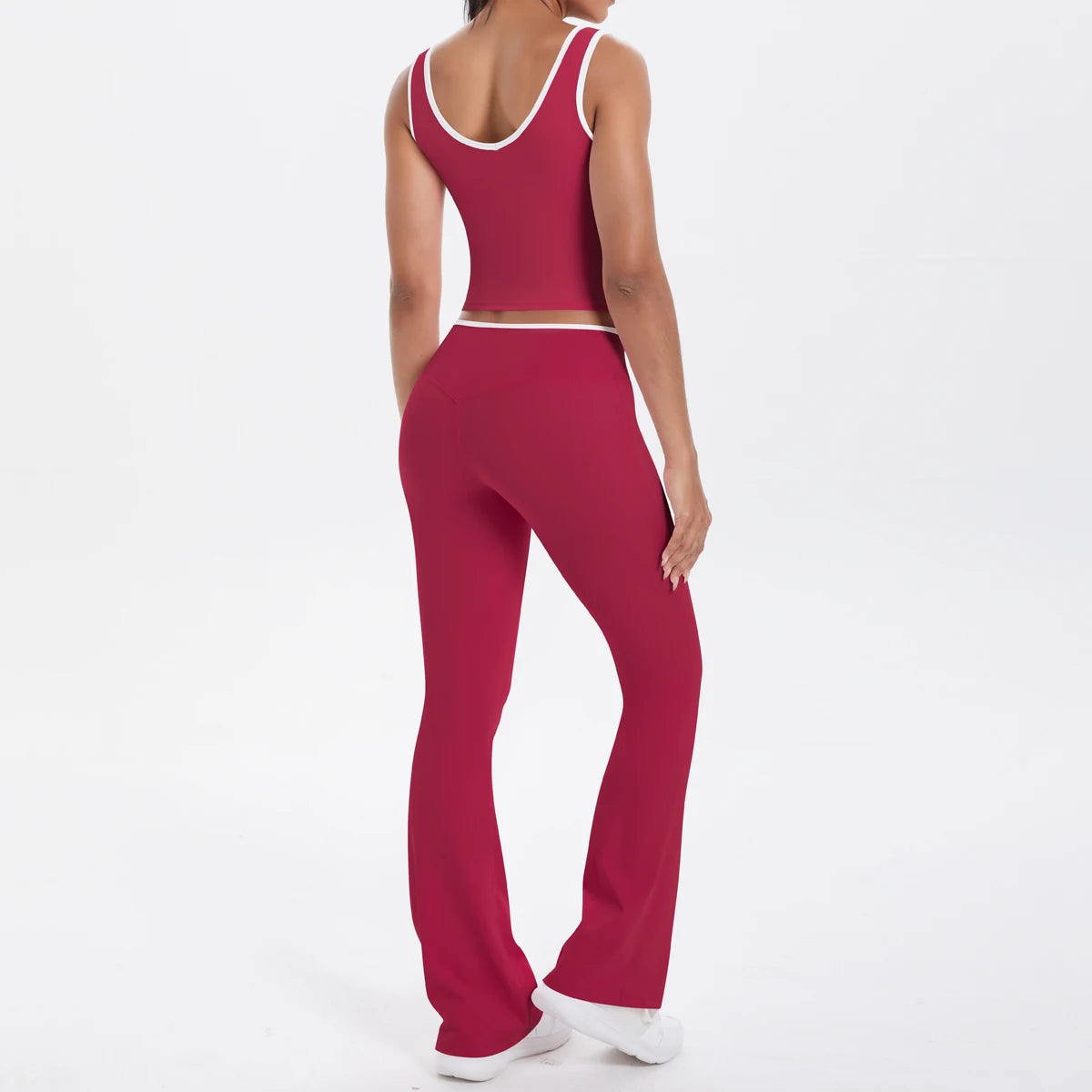 Autumn Women's Yoga Set U-neck Vest High Waist Cross Wide Leg Pants Set Tight Fitting Seamless Elastic Sportswear