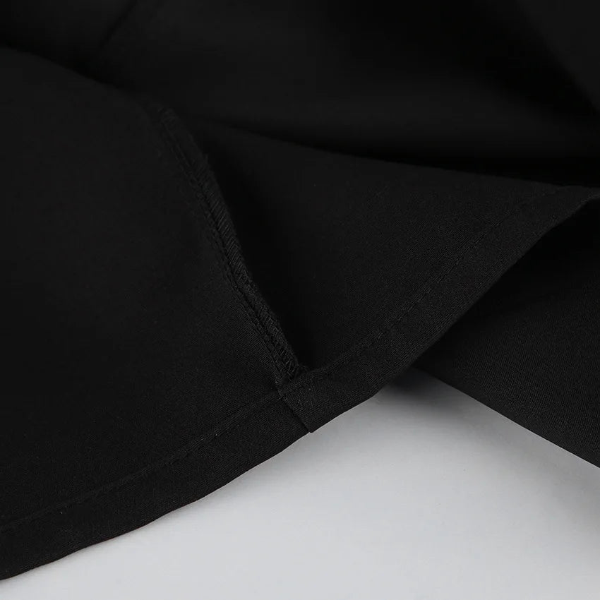 BKLD Hepburn Style Black A-Line Short Dresses Fashion Women's Clothing New V-Neck Puff Sleeve Single-Breasted Party Dress