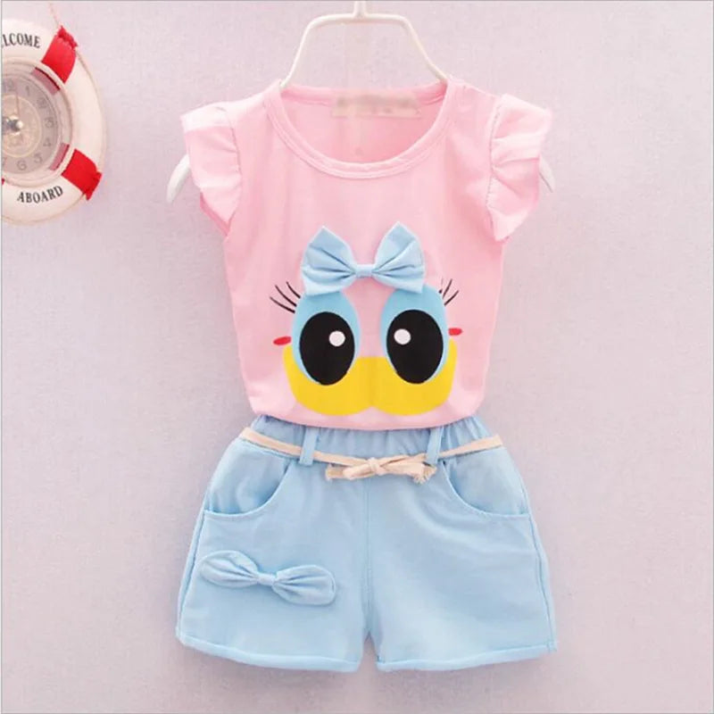 New Summer Fashion Baby Clothes Suit Children Girls Vest Shorts 2Pcs/Sets