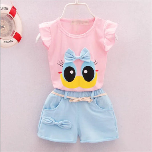 New Summer Fashion Baby Clothes Suit Children Girls Vest Shorts 2Pcs/Sets
