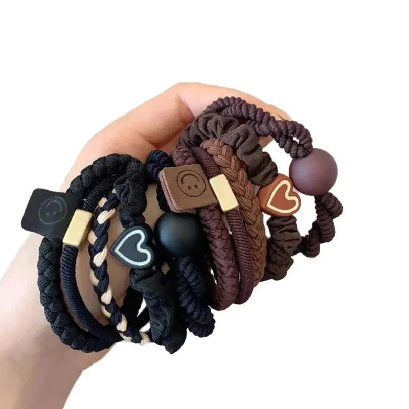 10PCS Women's Hair Ring Set: High Elasticity Leather Band, Simple Temperament, Durable New Style for High Ponytail