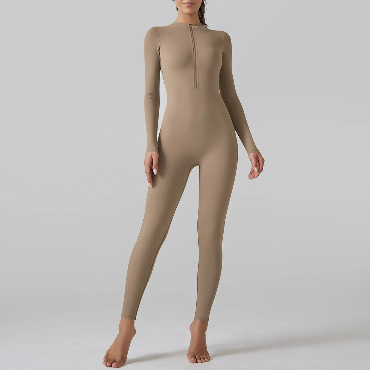 Yoga Set Women's Jumpsuits One-Piece Suit Leggings Zipper Long Sleeve Gym Push Up Workout Clothes Fitness Bodysuit Sportswear