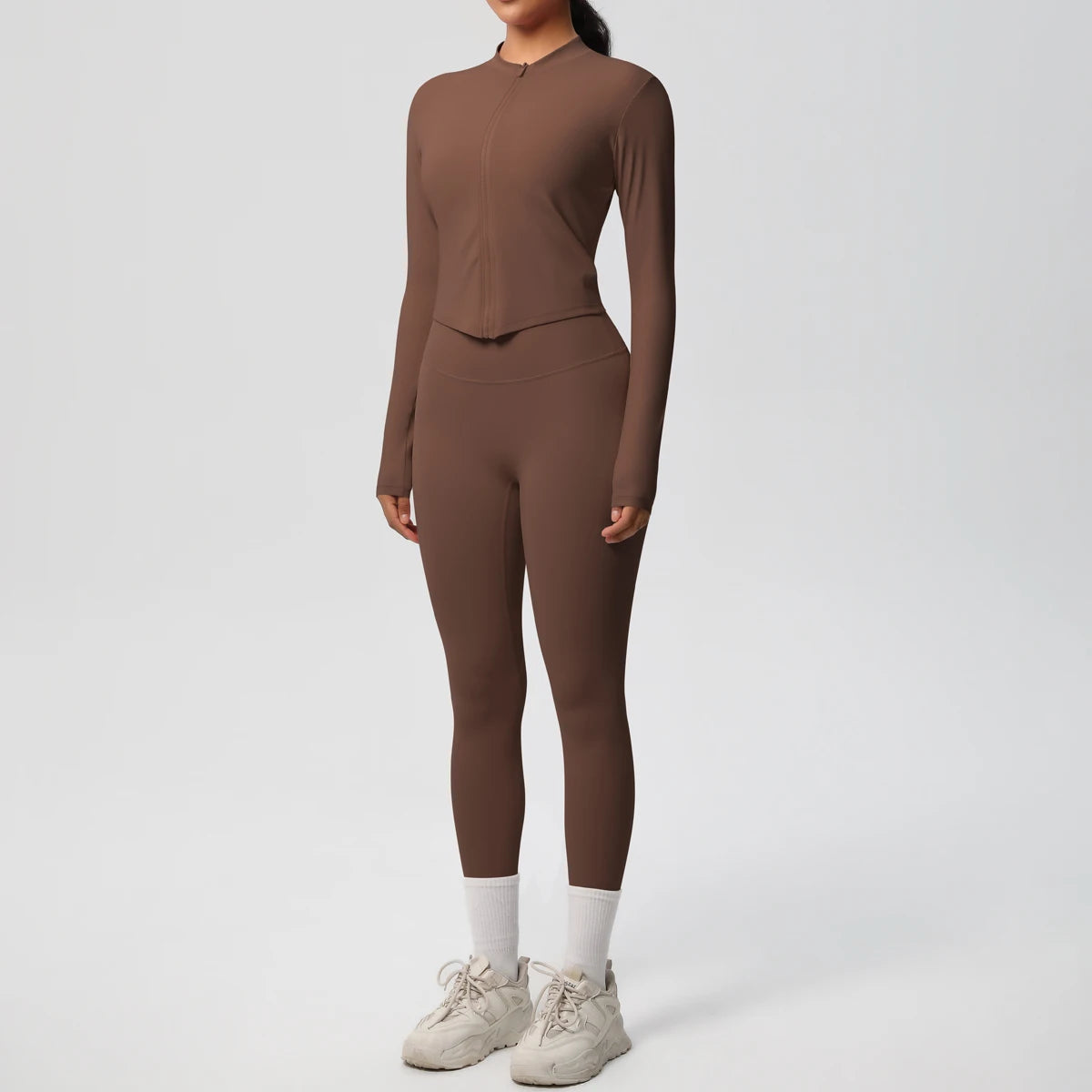 Hot Sale New Yoga Suit for Women Solid Color Yoga Zipper Long Sleeves Slim Casual Jacket Top Quick Drying Fitness Pants Gym Set