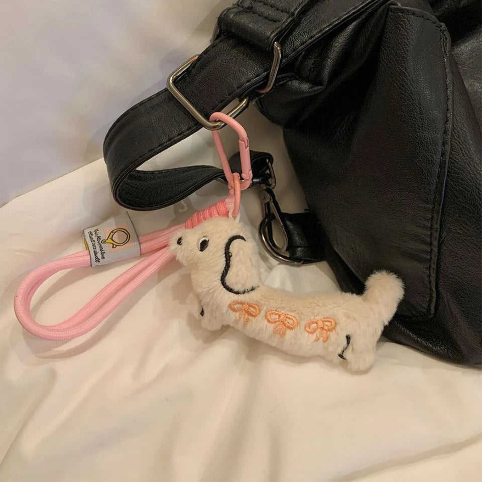 ZAKOL Kawaii Dachshund Keychain Doll Pendant Cartoon Puppy Keyring Cute Couple Key Holder Backpack Pendant Decoration Gifts