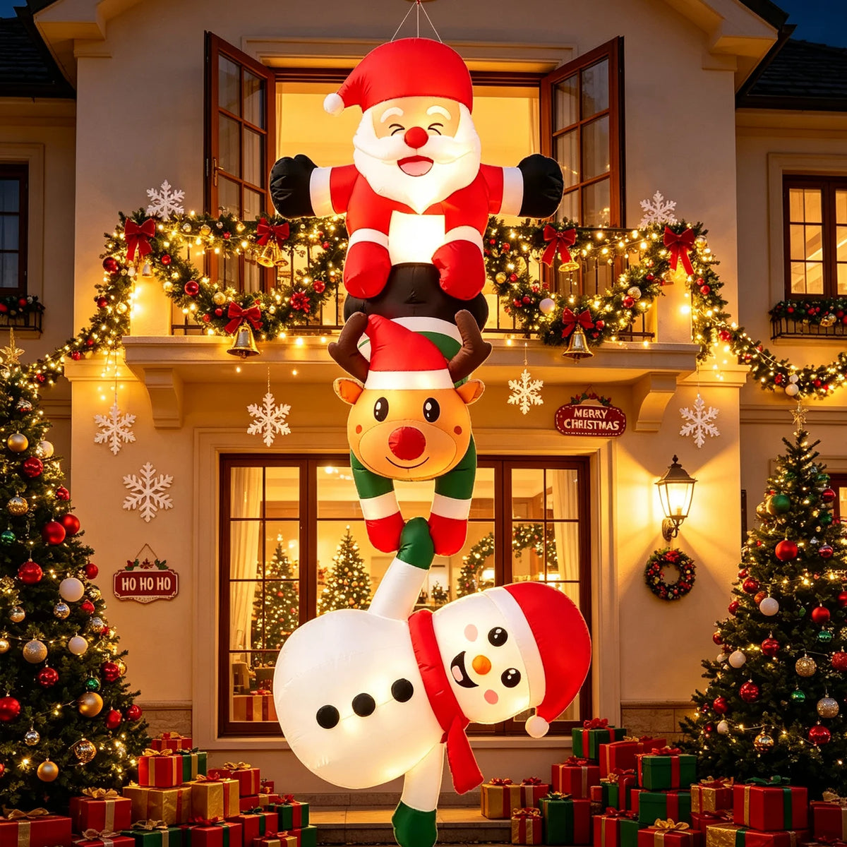 2.4M/7.8FT Inflatable Christmas Decoration Santa Claus Climbing Wall Ideal for Yard Outdoor Festive Atmosphere Setup