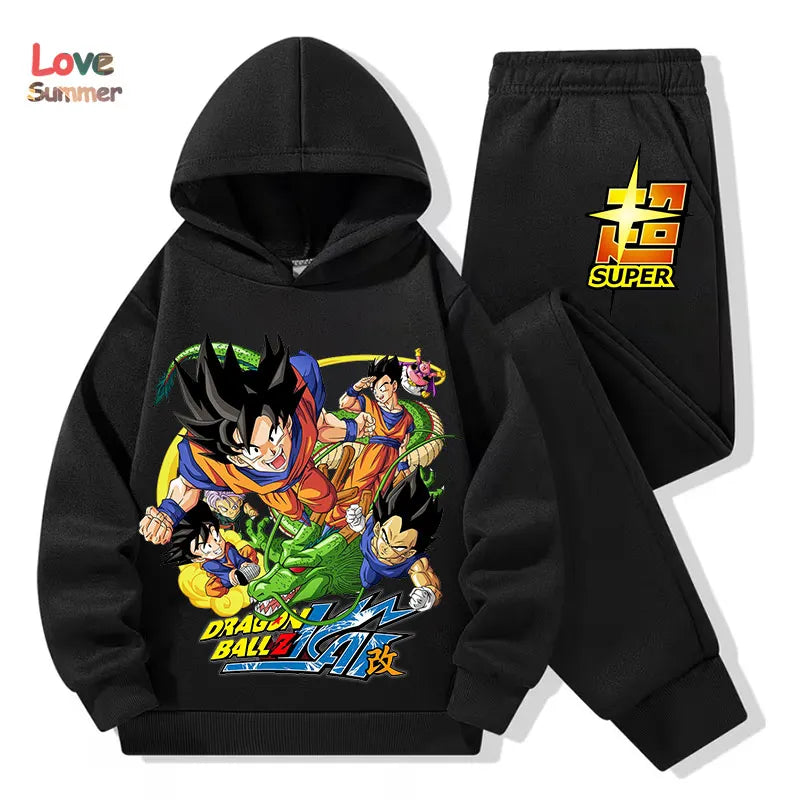 Anime hoodie pant 2pcs3-14 Years Kids Tracksuit DragonBall Clothes Goku Hoodie Boys Girls Sporty suit Ideal Daily Outdoor Wear