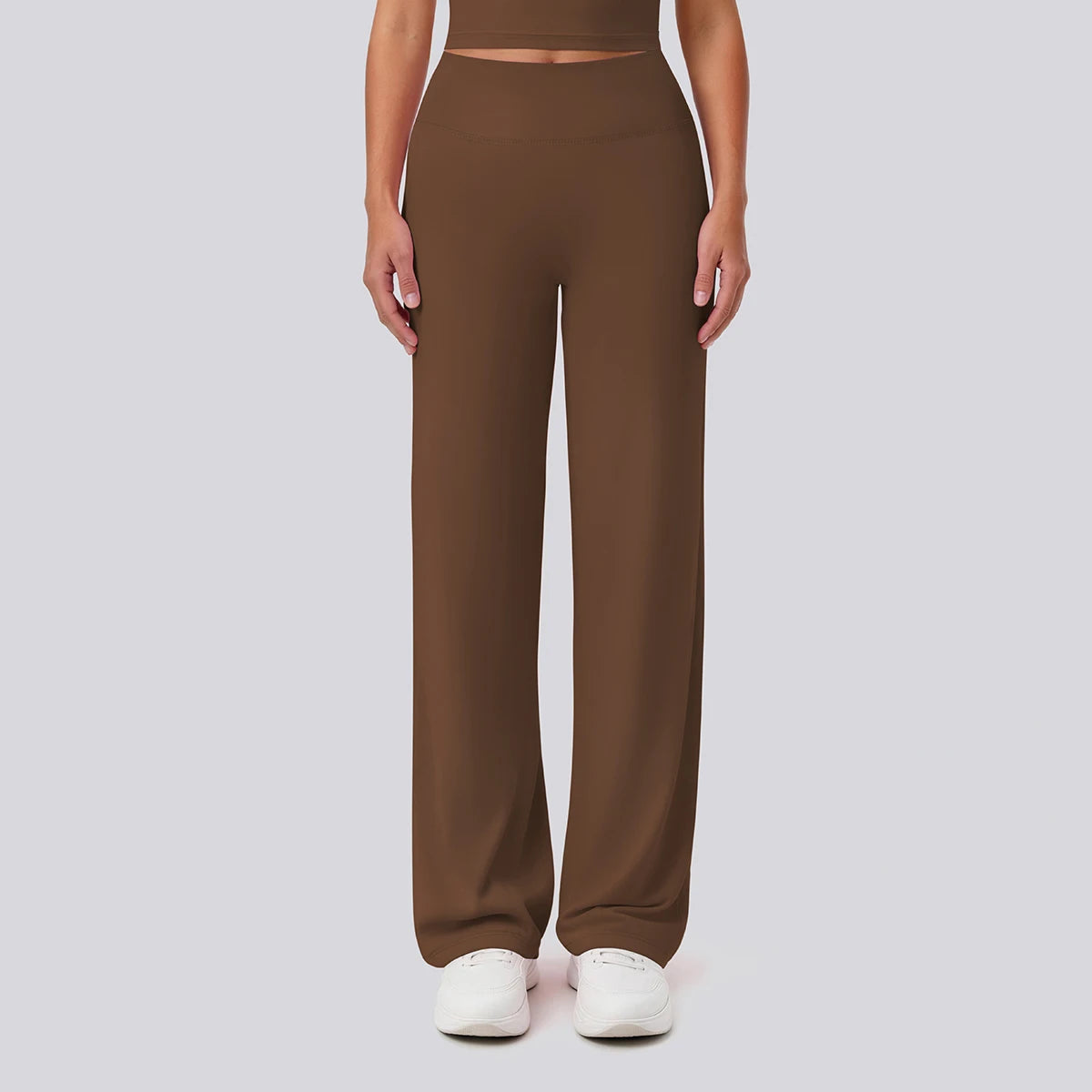 Rooftrellen Women's Sports Pants Bell-bottoms High Waisted Gym Loose Wide Leg Pants Solid Color Thin Fitness Sports Female Pants