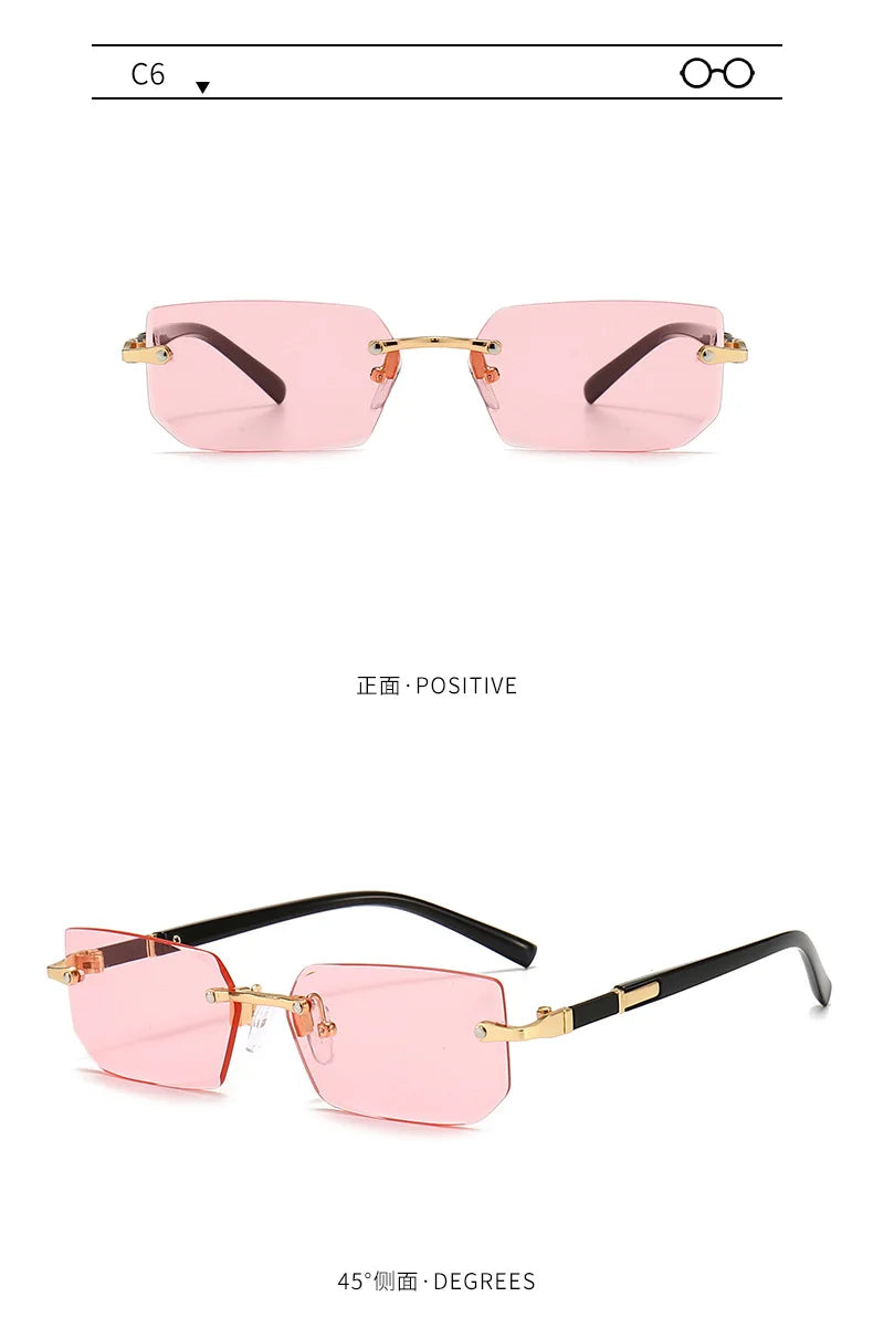 Rimless Rectangle Fashion Sunglasses نظارات شمسية مستطيلة بدون إطار