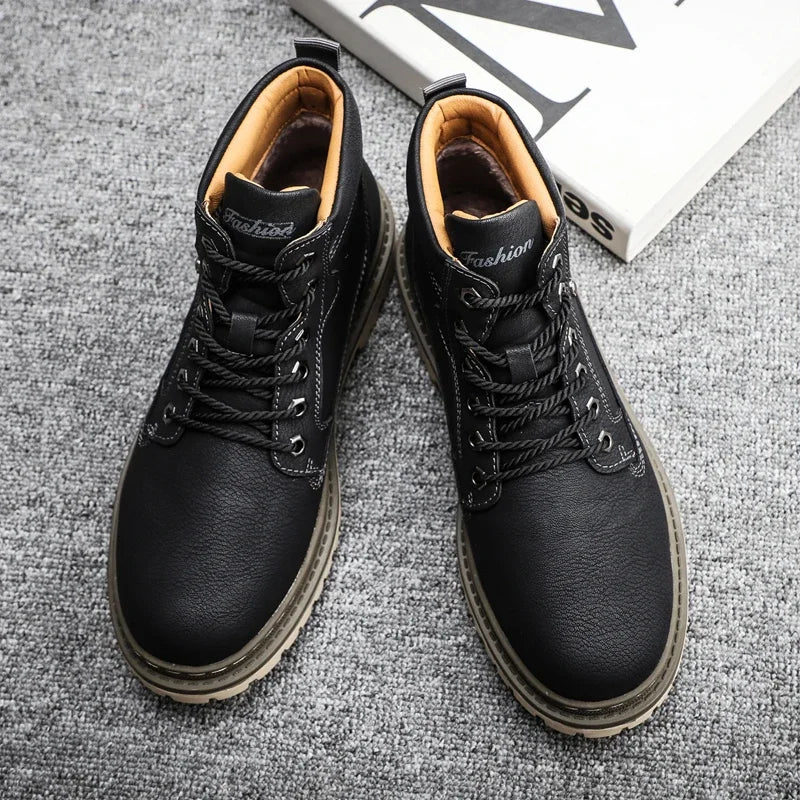 Men’s Chelsea Winter Boots – Guimin PU Ankle Boots with Plush Lining