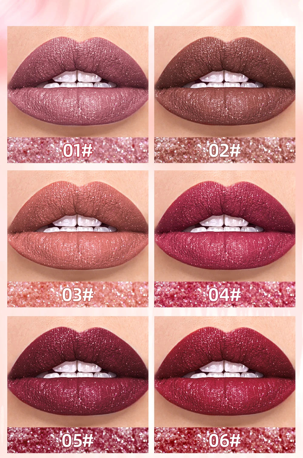 QIBEST Diamond Liquid Lipstick Moisturizing Long-Lasting Purple Sparkling Waterproof Lip Gloss Cosmetics Matte Glitter Lipstick