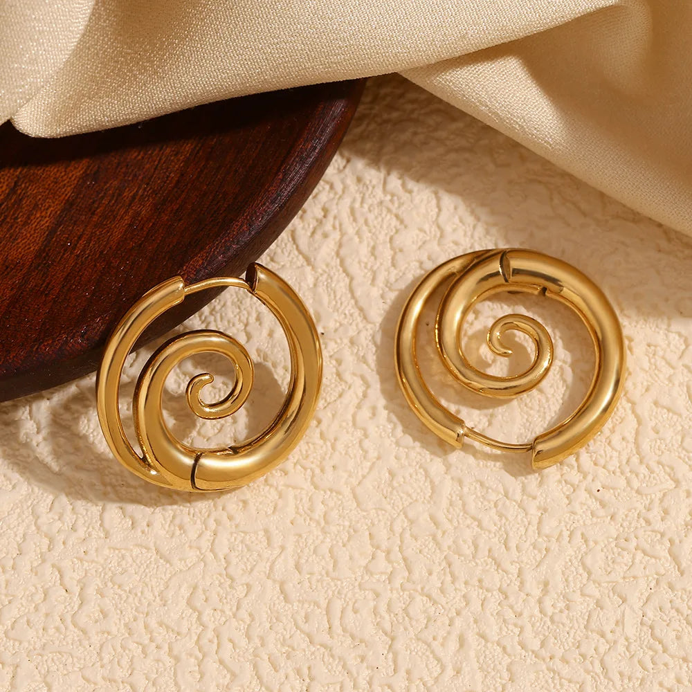 ZAKOL Personalized Mosquito Coil Shaped Stainless Steel Hoop Earring for Women Punk Spiral Circle Ear Accessories Jewelry Gift