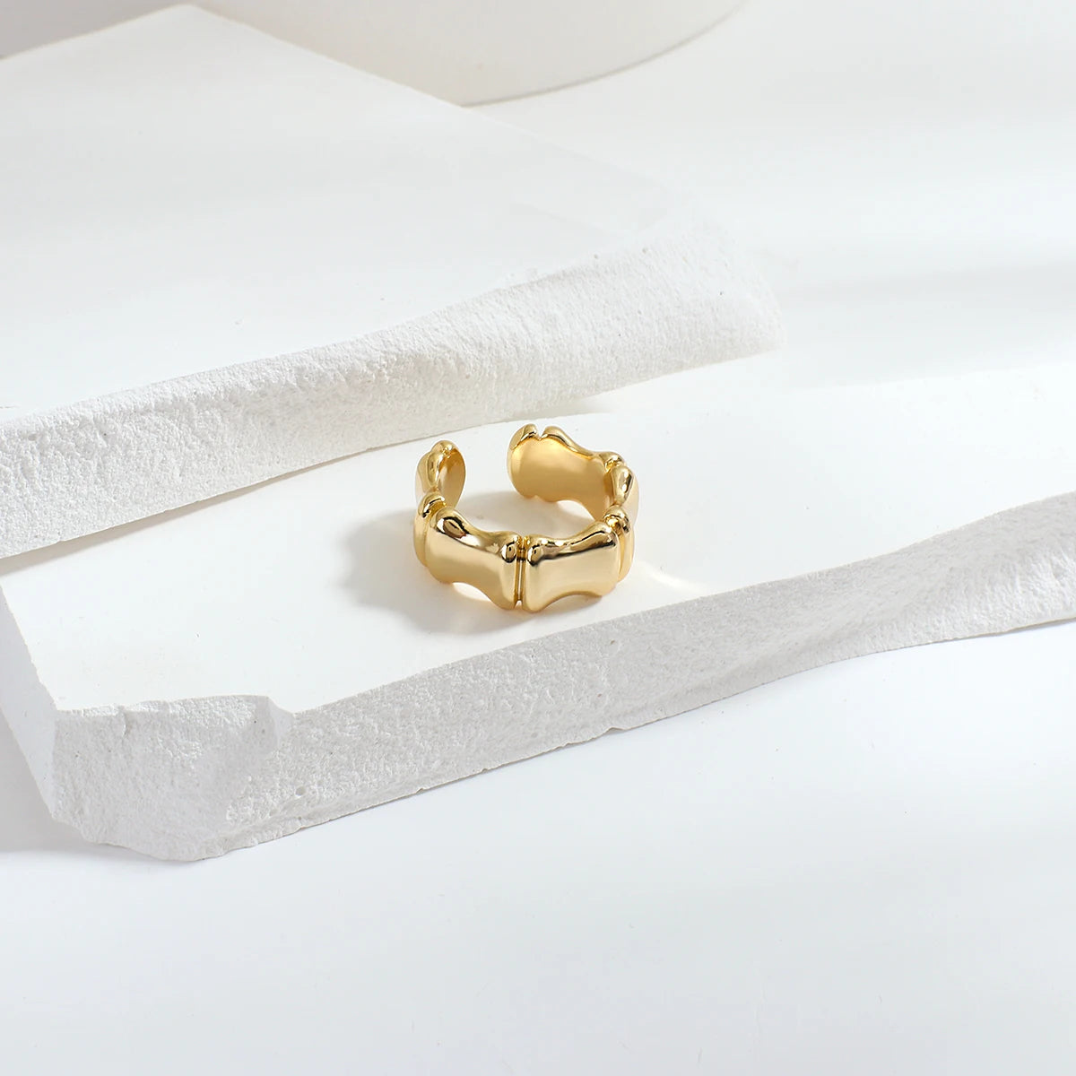 Flashbuy Hot Thick Chunky Geometric Open Ring Twisted Link Gold Color Stylish Rings Women Male Hip Hop Fashion Jewelry Bague