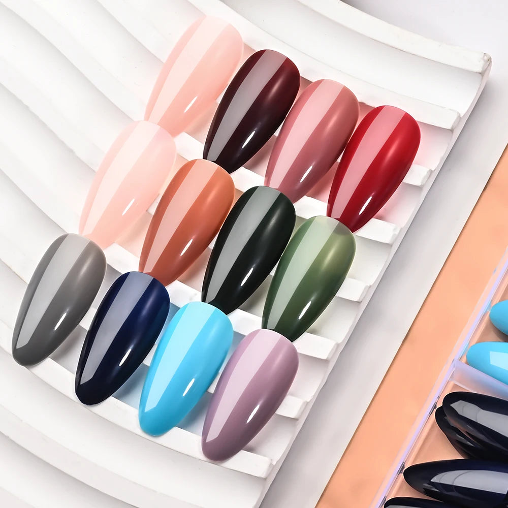 288Pcs Mixed Color Medium Almond False Nails Acrylic Full Cover Fake Nails for Women Wearable Press on Nails DIY Nail Extension